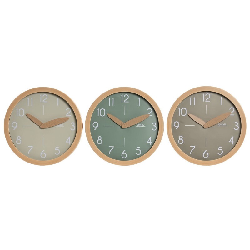 Orologio da Parete Home ESPRIT Marrone Verde Grigio polistirene 30 x 4 x 30 cm (3 Unità)