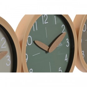 Orologio da Parete Home ESPRIT Marrone Verde Grigio polistirene 30 x 4 x 30 cm (3 Unità)