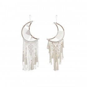 Decorazione pensile Home ESPRIT Crema Naturale Boho Macramé (2 Unità)