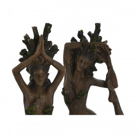 Statua Decorativa Home ESPRIT Marrone Yoga Indiano 13 x 6 x 16 cm (2 Unità)