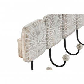 Appendiabiti da parete Home ESPRIT Bianco Nero Ferro Legno di mango Città 41 x 7 x 17 cm