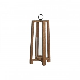 Portacandele Home ESPRIT Marrone Naturale Cristallo Legno di mango 27 x 27 x 54 cm