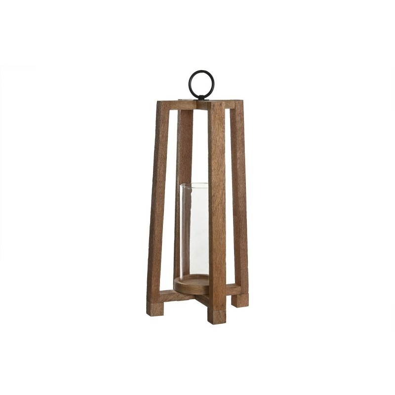Portacandele Home ESPRIT Marrone Naturale Cristallo Legno di mango 27 x 27 x 54 cm