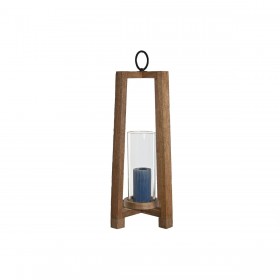 Portacandele Home ESPRIT Marrone Naturale Cristallo Legno di mango 27 x 27 x 54 cm