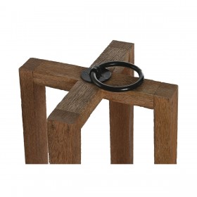 Portacandele Home ESPRIT Marrone Naturale Cristallo Legno di mango 27 x 27 x 54 cm