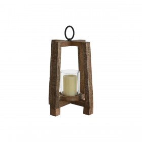 Portacandele Home ESPRIT Marrone Naturale Cristallo Legno di mango 25 x 25 x 35 cm