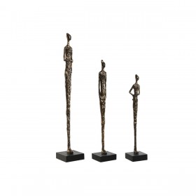 Statua Decorativa Home ESPRIT Nero Grigio scuro Moderno Persone 11,5 x 11,5 x 70 cm