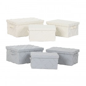 Set di Scatole Decorative Home ESPRIT Grigio Crema 40 x 30 x 20 cm 3 Pezzi (2 Unità)