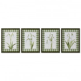Quadro Home ESPRIT Verde Beige Shabby Chic Piante botaniche 30 x 2,5 x 40 cm (4 Unità)