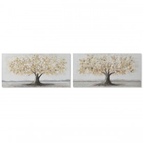Quadro Home ESPRIT Dorato Tela Legno MDF Albero Tradizionale 120 x 3 x 60 cm (2 Unità)