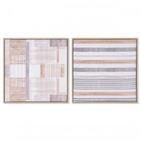 Quadro Home ESPRIT Marrone Beige polistirene Tela Città 52,5 x 2,8 x 52,5 cm (2 Unità)