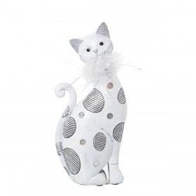 Statua Decorativa Alexandra House Living Bianco Acrilico Plastica Melammina Gatto