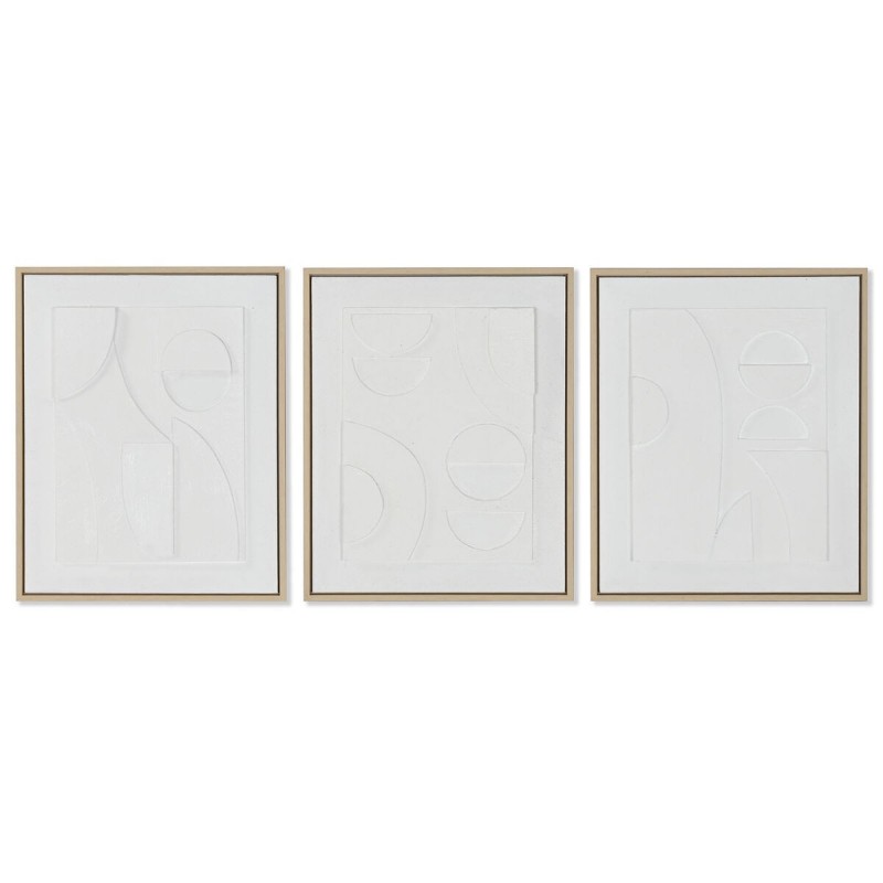 Quadro Home ESPRIT Bianco polistirene Tela Astratto Scandinavo 40 x 4,8 x 50 cm (3 Unità)