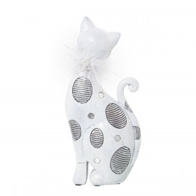 Statua Decorativa Alexandra House Living Bianco Acrilico Plastica Melammina Gatto