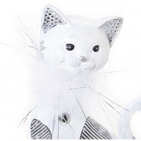 Statua Decorativa Alexandra House Living Bianco Acrilico Plastica Melammina Gatto 12 x 6 x 26 cm