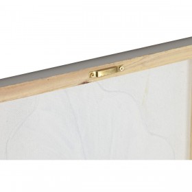 Quadro Home ESPRIT Bianco Dorato Tela Legno MDF Foglia della pianta Romantico 30 x 2,5 x 60 cm (2 Unità)