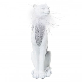 Statua Decorativa Alexandra House Living Bianco Argentato Plastica Leopardo 12 x 15 x 27 cm