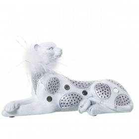 Statua Decorativa Alexandra House Living Bianco Acrilico Plastica Melammina Leopardo 23 x 9 x 12 cm