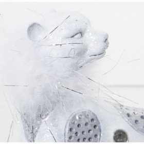 Statua Decorativa Alexandra House Living Bianco Acrilico Plastica Melammina Leopardo 23 x 9 x 12 cm