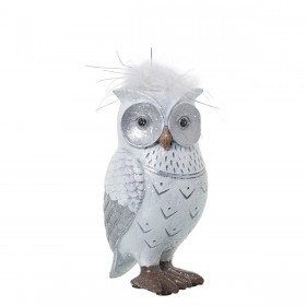 Statua Decorativa Alexandra House Living Bianco Argentato Acrilico Plastica Melammina Gufo