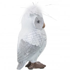 Statua Decorativa Alexandra House Living Bianco Argentato Acrilico Plastica Melammina Gufo