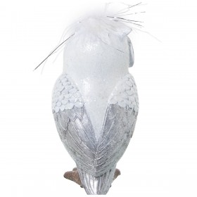 Statua Decorativa Alexandra House Living Bianco Argentato Acrilico Plastica Melammina Gufo