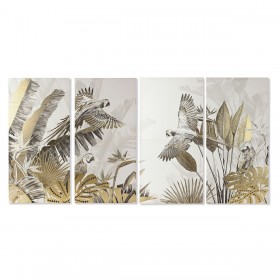 Set di 4 quadri Home ESPRIT Beige Dorato Tropicale 280 x 3,2 x 140 cm