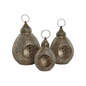 Set di Portacandele Home ESPRIT Dorato Metallo 23 x 23 x 34 cm