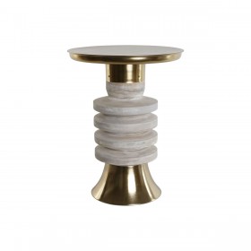 Tavolo aggiuntivo Home ESPRIT Bianco Dorato Legno Metallo 41 x 41 x 53 cm