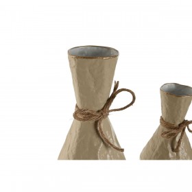 Set di 3 Vasi Home ESPRIT Bianco Dorato Metallo 14 x 14 x 67 cm (3 Pezzi)