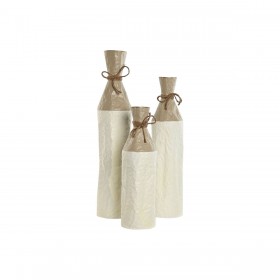 Set di 3 Vasi Home ESPRIT Bianco Dorato Metallo 14 x 14 x 67 cm (3 Pezzi)