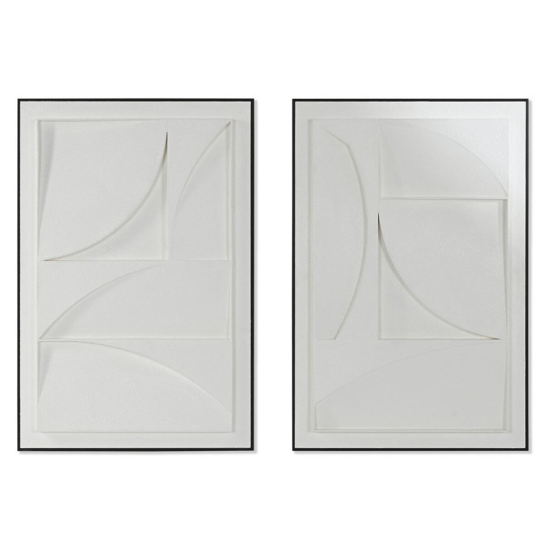 Quadro Home ESPRIT Bianco Nero Astratto Città 60 x 6,5 x 90 cm (2 Unità)