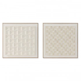 Quadro Home ESPRIT Beige Geometrico Moderno 60 x 7 x 60 cm (2 Unità)
