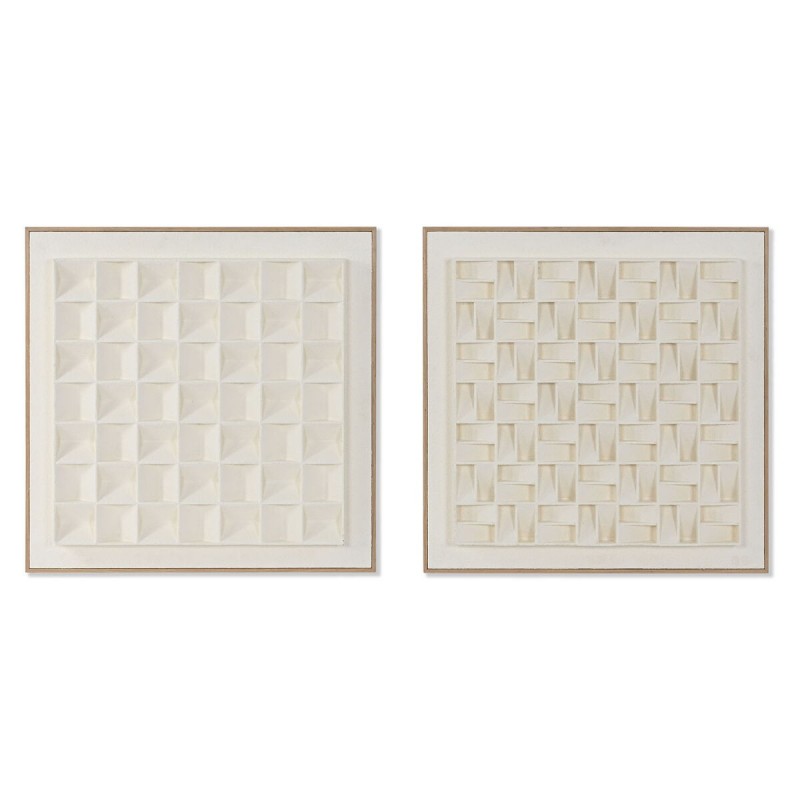 Quadro Home ESPRIT Beige Geometrico Moderno 60 x 7 x 60 cm (2 Unità)