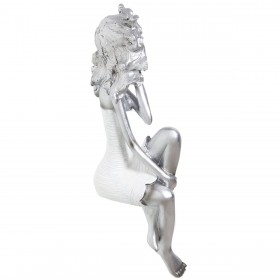Statua Decorativa Alexandra House Living Argentato Plastica Bambina 13 x 15 x 37 cm