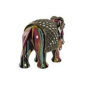 Statua Decorativa Home ESPRIT Multicolore Resina Elefante 31 x 14 x 22 cm