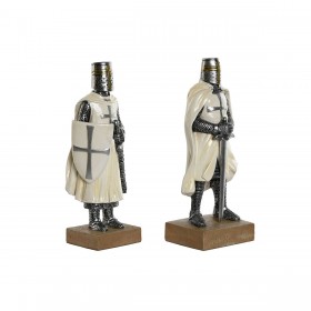 Statua Decorativa Home ESPRIT Bianco Argentato Resina 10 x 8 x 25 cm (2 Unità)