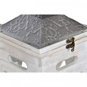 Lampioni Home ESPRIT Bianco Cristallo Abete Etnico Arabo 26 x 26 x 66 cm (2 Pezzi)