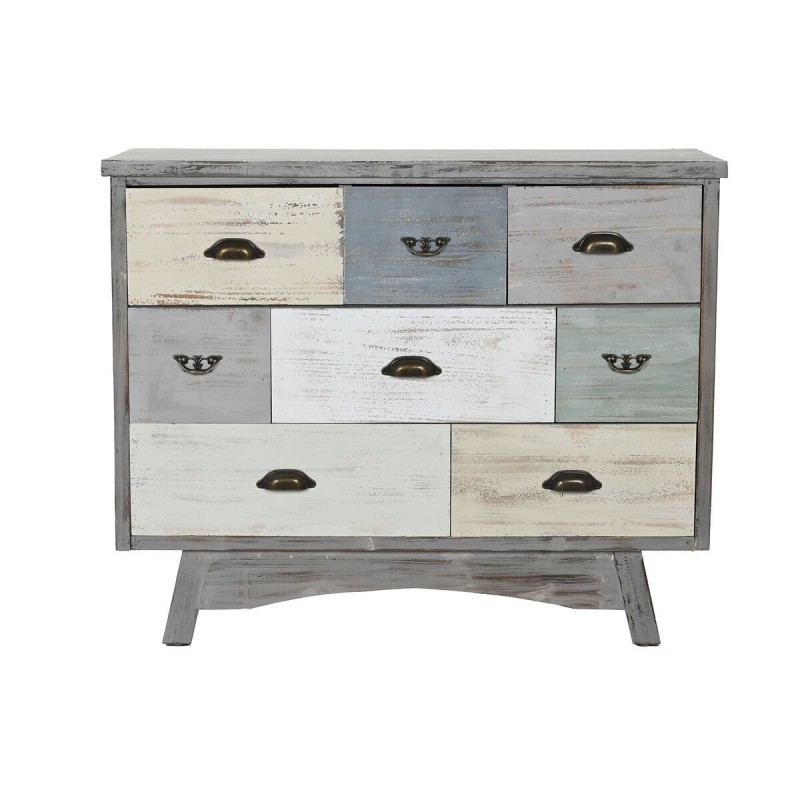Cassettiera Home ESPRIT Grigio Multicolore Cottage 100 x 40 x 80 cm