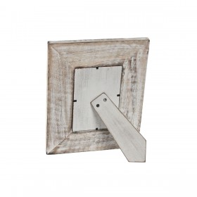 Cornice Portafoto Home ESPRIT Bianco Naturale Cristallo Legno di mango Fiore Indiano 21 x 2 x 26,5 cm