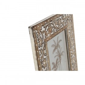 Cornice Portafoto Home ESPRIT Bianco Naturale Cristallo Legno di mango Indiano 26,5 x 2 x 31,5 cm