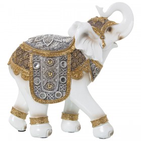 Statua Decorativa Alexandra House Living Bianco Dorato Plastica Elefante 13 x 26 x 27 cm
