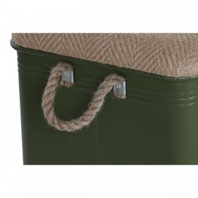 Set di Bauli Home ESPRIT Verde scuro Naturale Metallo Corda Fibra 69 X 37 X 37,5 cm (3 Unità)