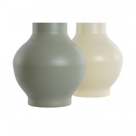 Vaso Home ESPRIT Verde Crema Metallo 20 x 20 x 34,5 cm (2 Unità)