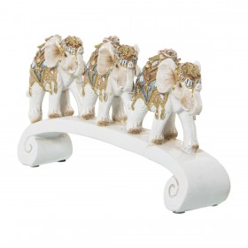 Statua Decorativa Alexandra House Living Bianco Dorato Plastica Elefante 9 x 15 x 27 cm
