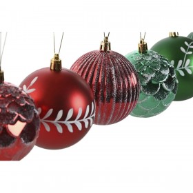 Palle di Natale Home ESPRIT Rosso Verde PVC 16 x 16 x 24 cm (2 Unità)