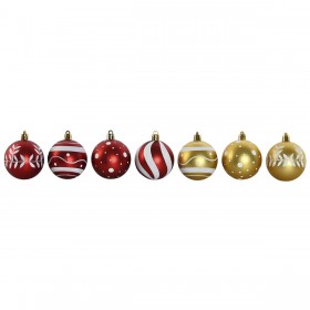 Palle di Natale Home ESPRIT Rosso Dorato PVC 25 x 6 x 25 cm (16 Pezzi)
