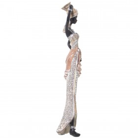 Statua Decorativa Alexandra House Living Bianco Dorato Plastica Africana 10 x 14 x 39 cm