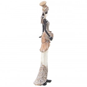 Statua Decorativa Alexandra House Living Bianco Dorato Plastica Africana 12 x 14 x 45 cm