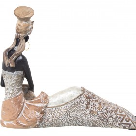 Statua Decorativa Alexandra House Living Bianco Dorato Plastica Africana 14 x 21 x 27 cm